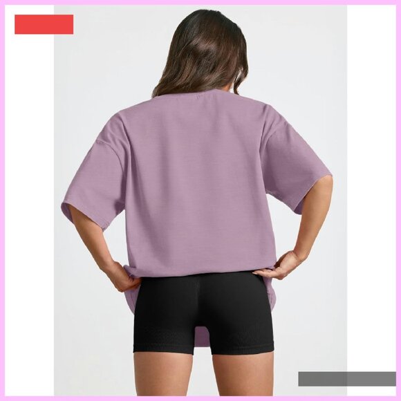 Oversized Batwing Short Sleeve T-Shirt Casual Workout Top Plus Size - Picture 4 of 4